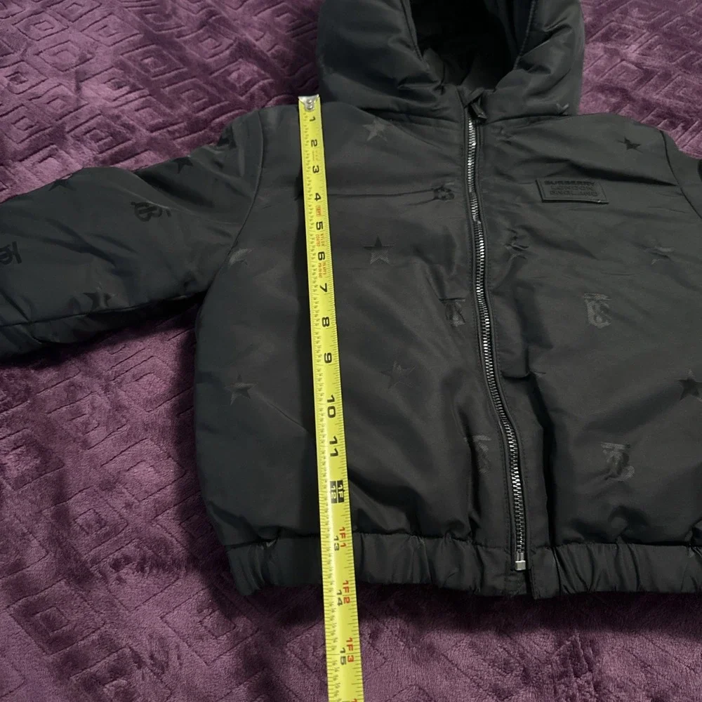 Burberry Toddler Size 2Y Teddy Bear‎ Ear Hooded Logo & Stars Puffer Jacket Black